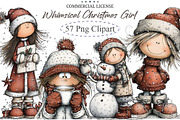 Whimsical Christmas Girl Clipart, an Illustration by designcity5 (Thumbnail 1 of 5)