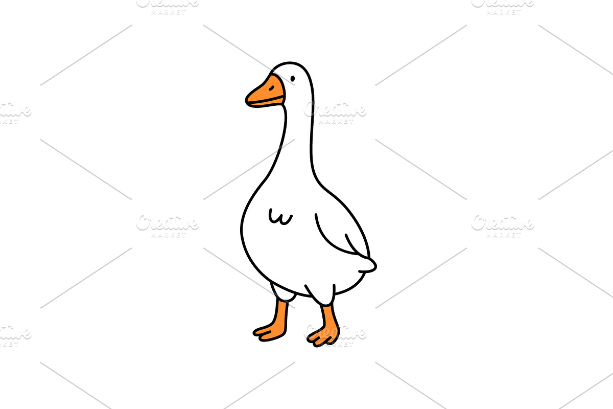 Minimalist goose standing calmly in, an Animal Illustration by GraphiShop