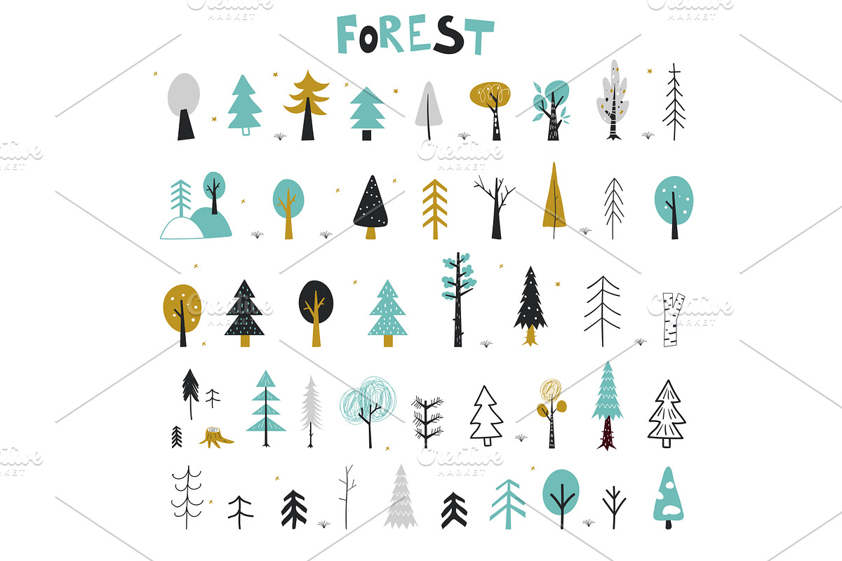 Winter trees in the snow. Christmas, a Decorative Illustration by Riots Brush