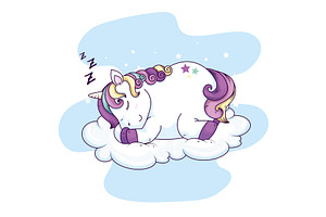 Cute Unicorn Fantasy Sleeping In