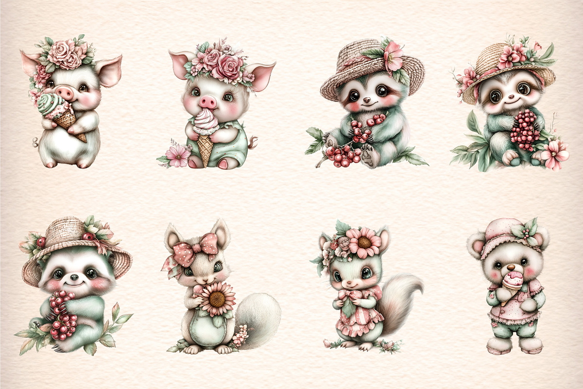 whimsical summer animals clipart, an Illustration by GatewayDesign (Photo 2 of 9)
