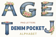 Denim Floral Alphabet PNG Bundle, a Duotone Icon by Tanya Kart (Thumbnail 1 of 4)