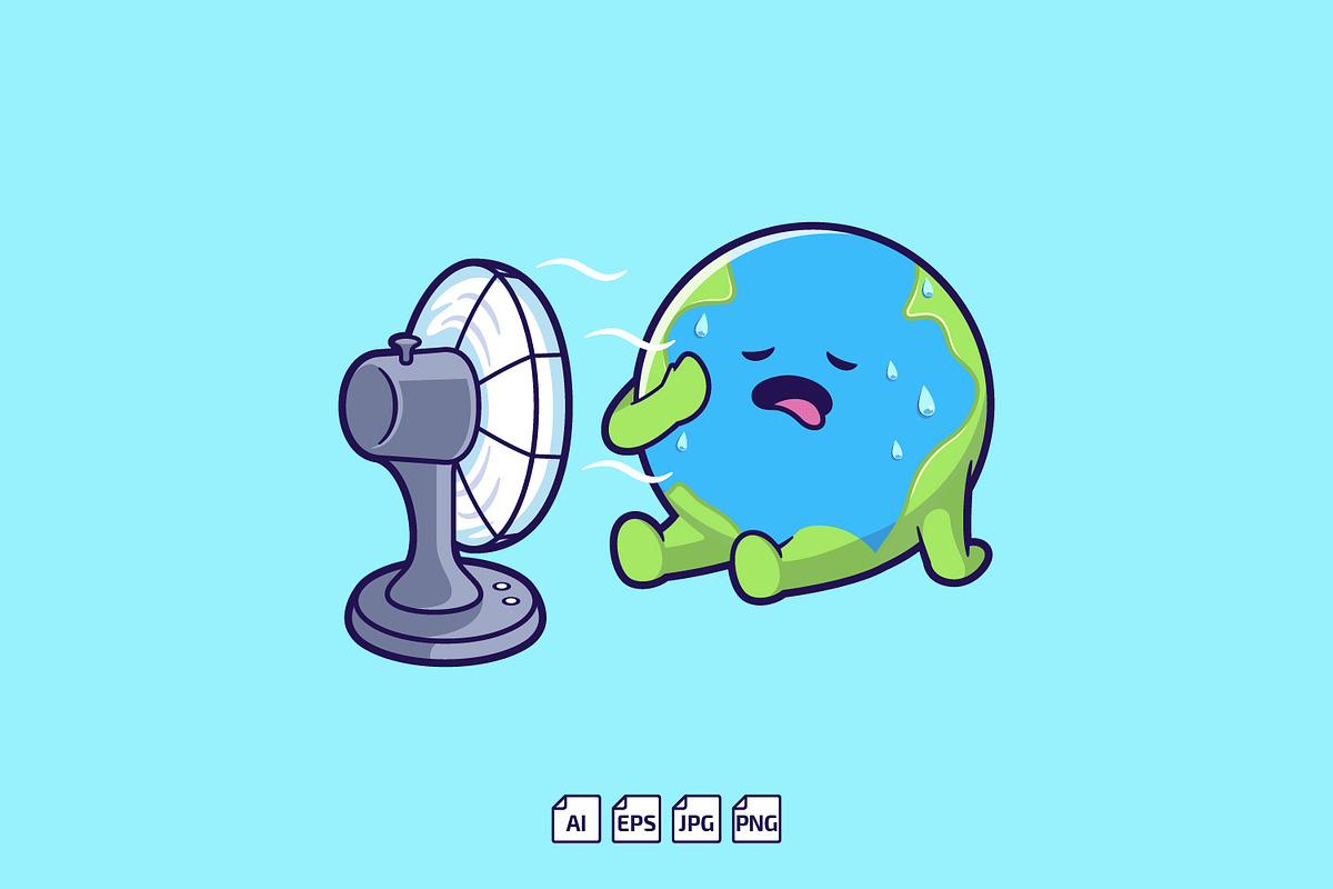 Cute Earth Cartoon Global Warming, an Education Illustration by tkzgraphic (Photo 1 of 3)