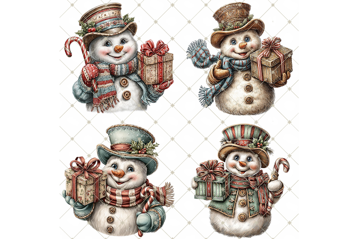 Snowman With Gift Clipart PNG, an Illustration by Memories By Lea (Photo 5 of 17)