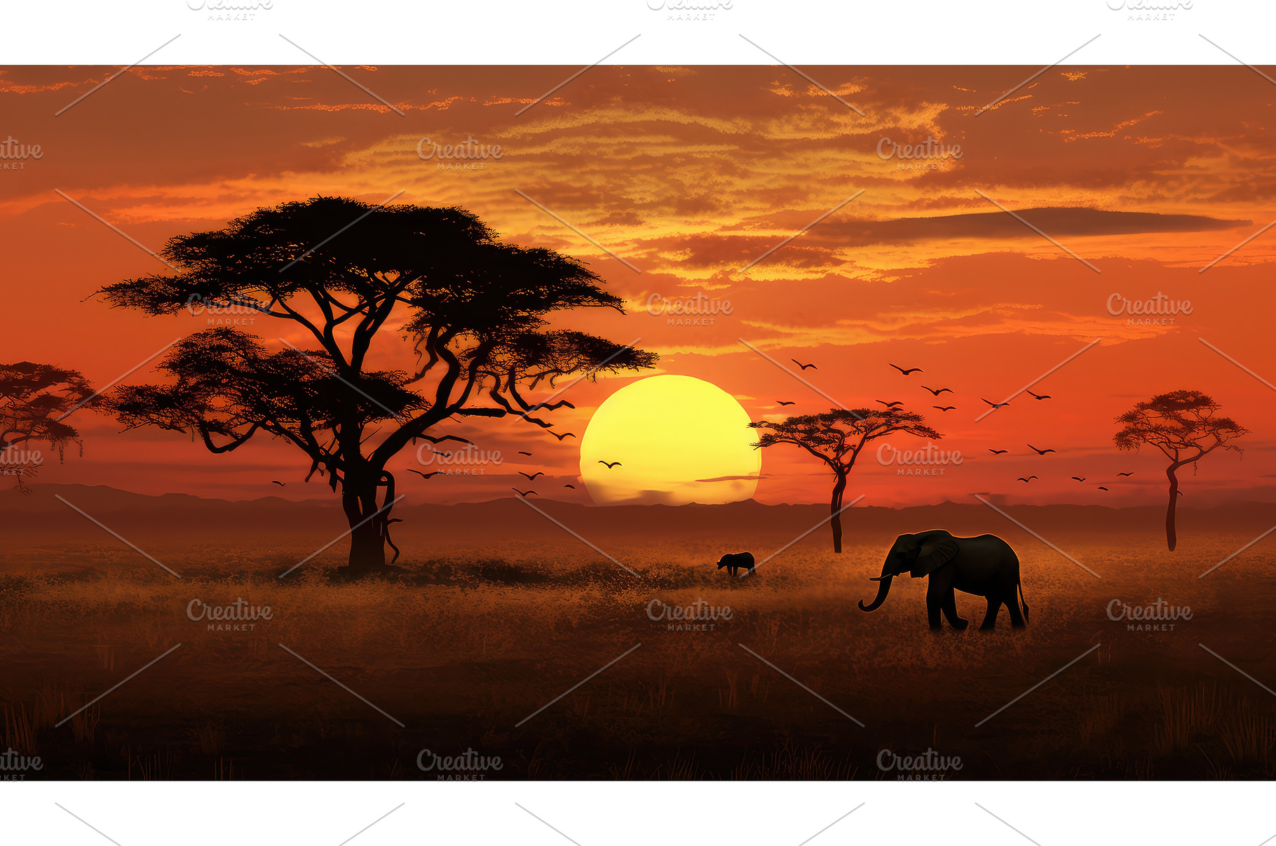 safari adventure scene sunrise, a Nature Photo by pikepicture