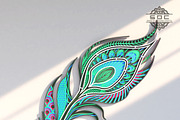Multilayer file Feather Mandala DXF, a Design Template by SwastikDesignsCrafts (Thumbnail 5 of 5)