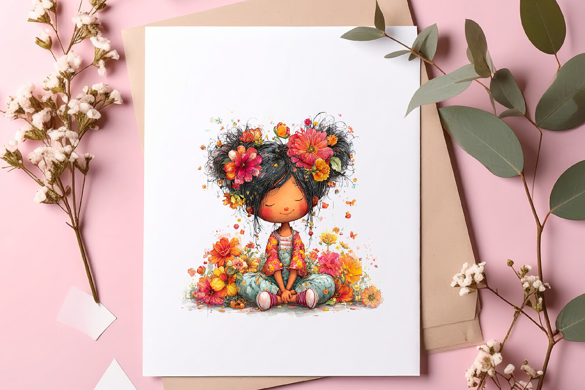 Whimsical girl and flower spring PNG, an Illustration by SinaCreation (Photo 6 of 11)
