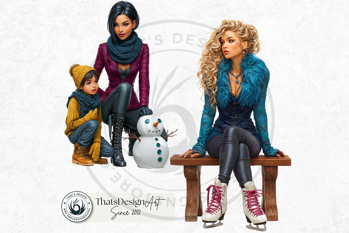 Modern Winter girls cliparts, a Seasonal Illustration by ThatsDesignArt (Photo 16 of 18)