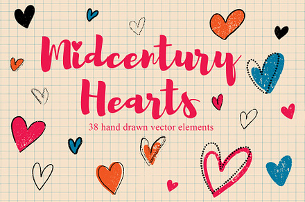 Midcentury style hearts