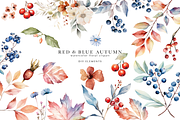 watercolor autumn flowers clipart, a Decorative Illustration by Patishop Art (Thumbnail 1 of 2)
