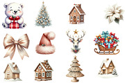 Watercolor Christmas Clipart, an Illustration by Designworld (Thumbnail 2 of 5)