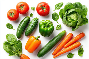 Fresh colorful vegetable grid, a Food & Drink Photo by AlyaAnd