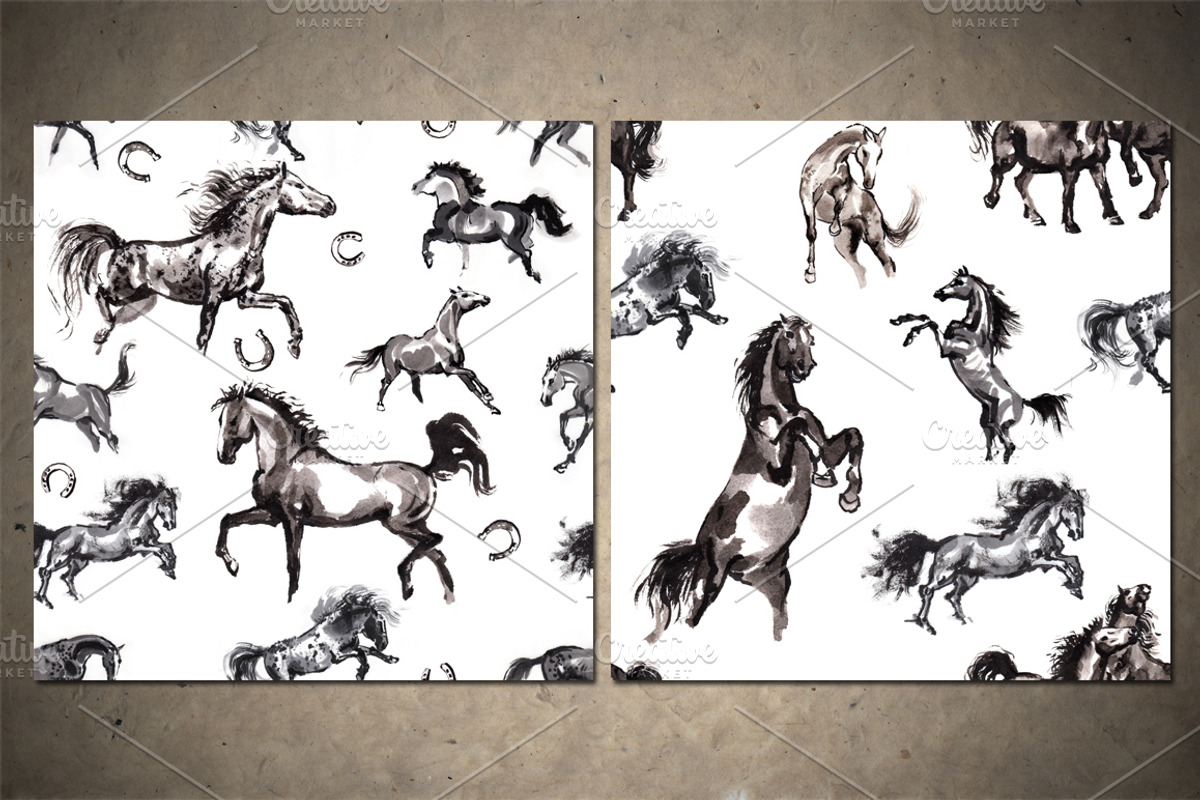 Horses Sumi-e, an Animal Illustration by StabuLaRasa illustration (Photo 18 of 21)