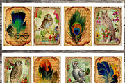 Vintage paper, feathers & owls cards, an Object Graphic by DidiArtWorld (Thumbnail 1 of 3)