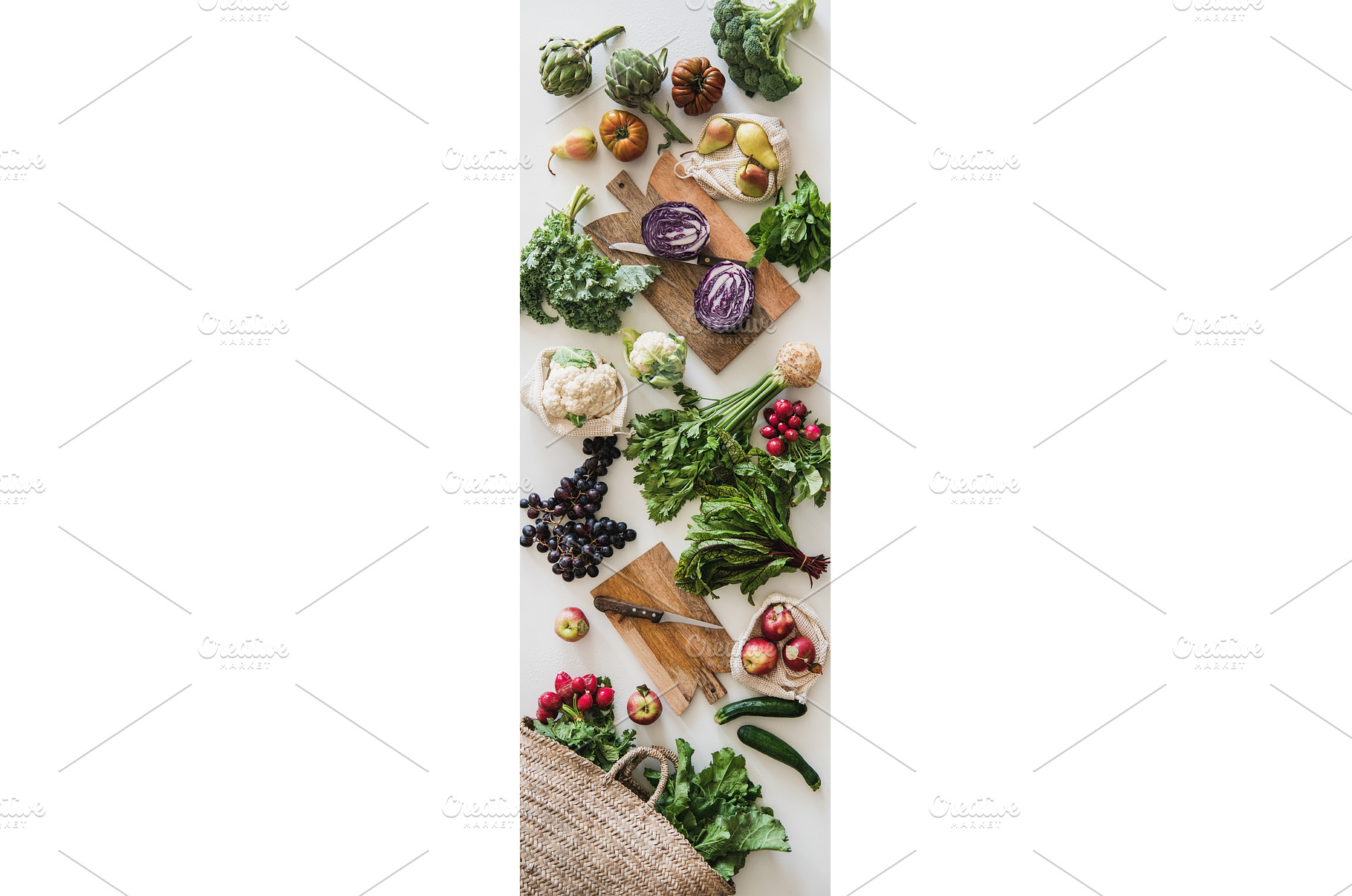 Table with fresh seasonal vegetables, a Food & Drink Photo by Foxys