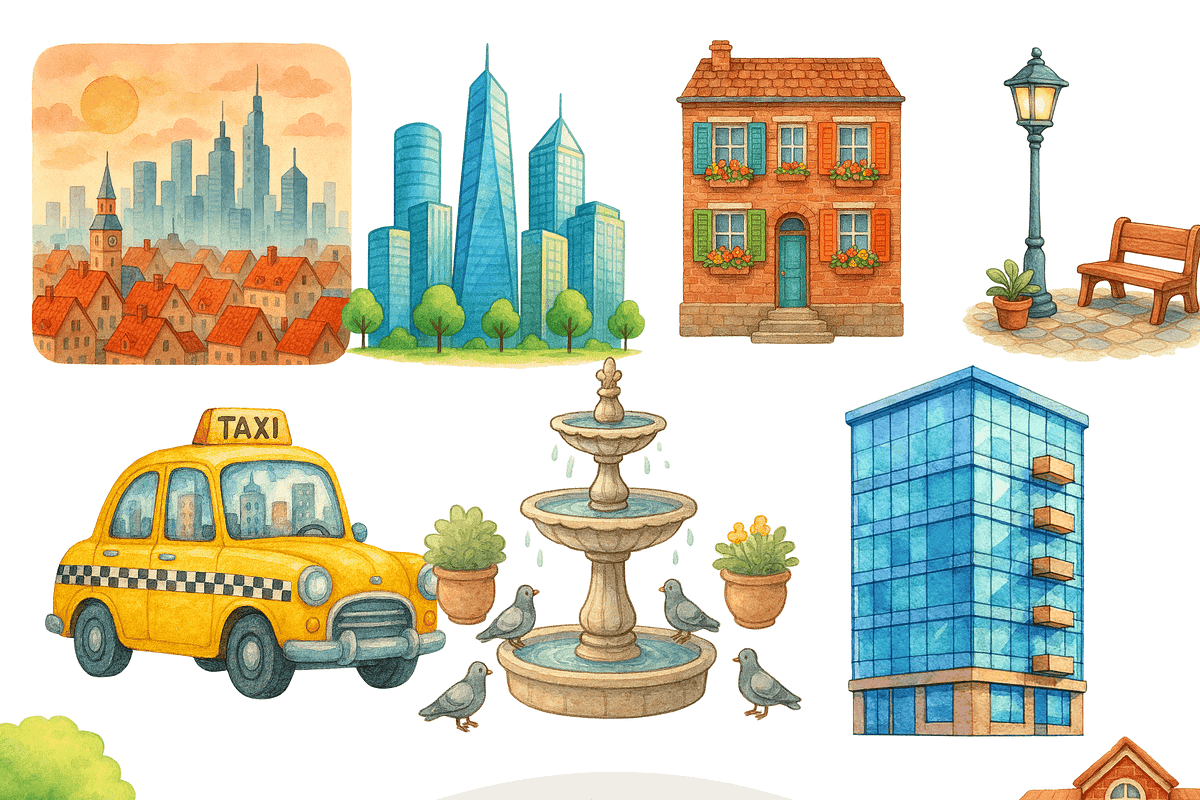 City Clipart Set, a Decorative Illustration by Pati Charm Studio (Photo 1 of 8)