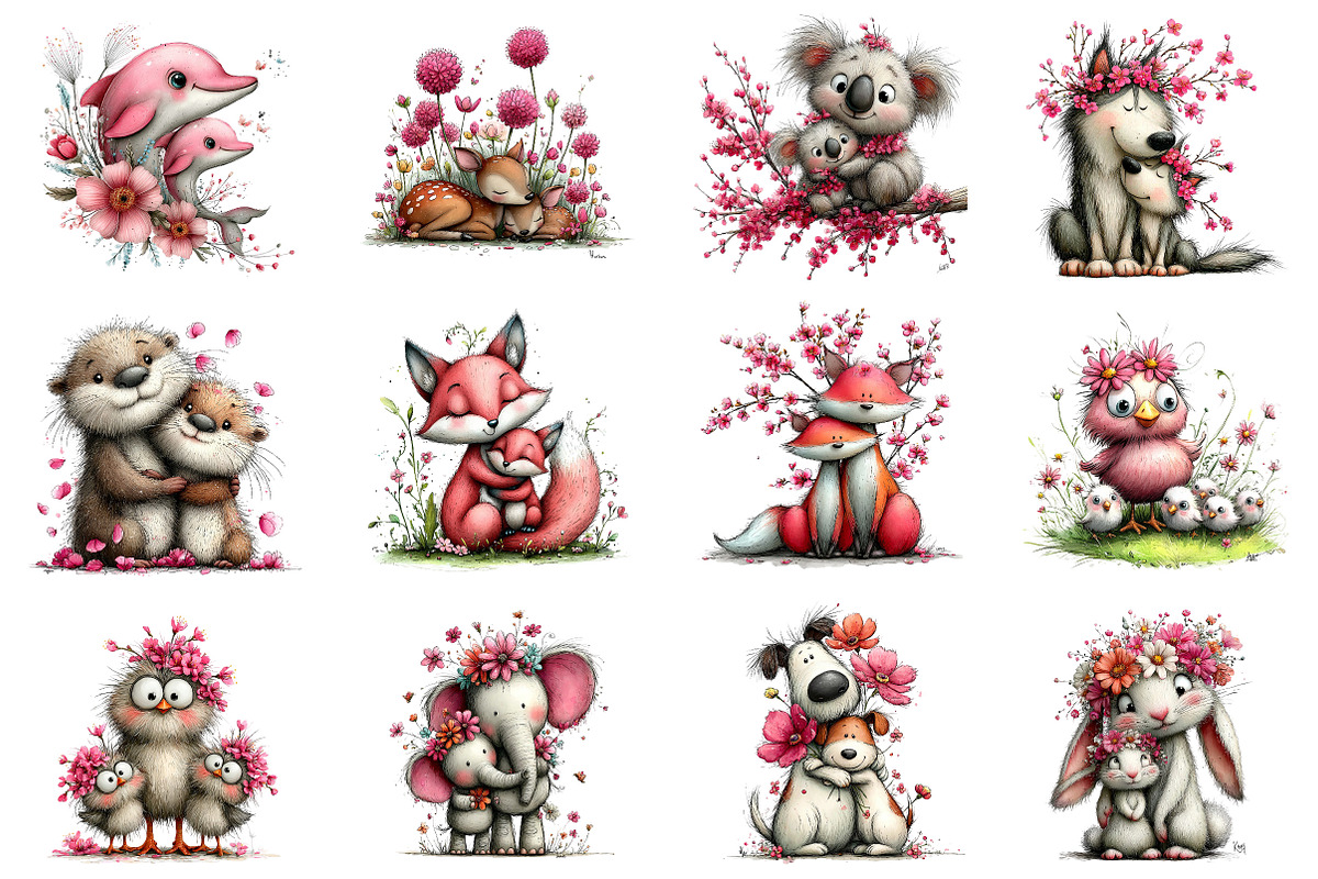 Whimsical Mother's Day Animals Clipa, an Illustration by Dream Creation (Photo 3 of 5)