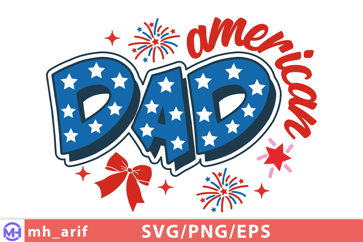 4th of July American Dad Hand-drawn, a Graphic by mh_arif (Photo 1 of 4)