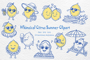 Whimsical Citrus Summer Clipart