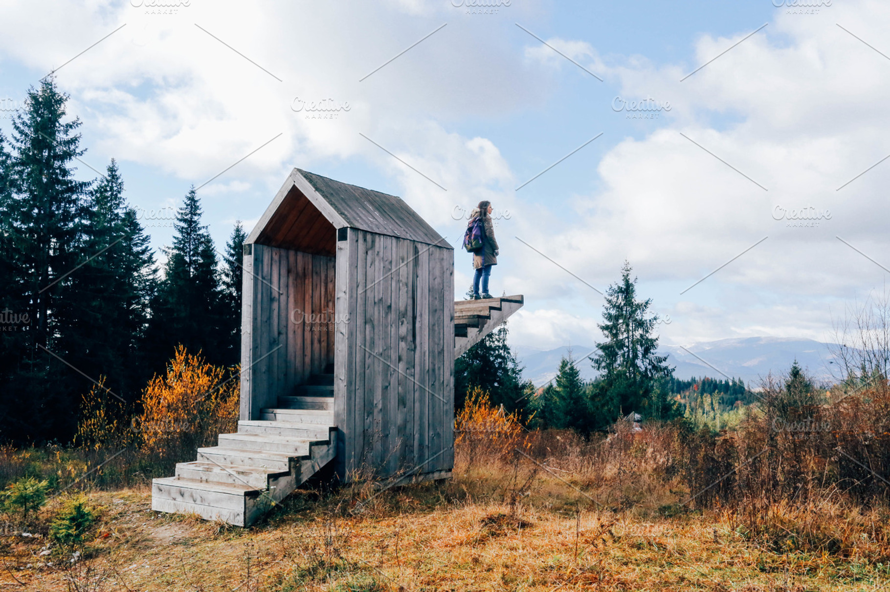 Girl on stairs in the mountains, a Nature Photo by tetihalva
