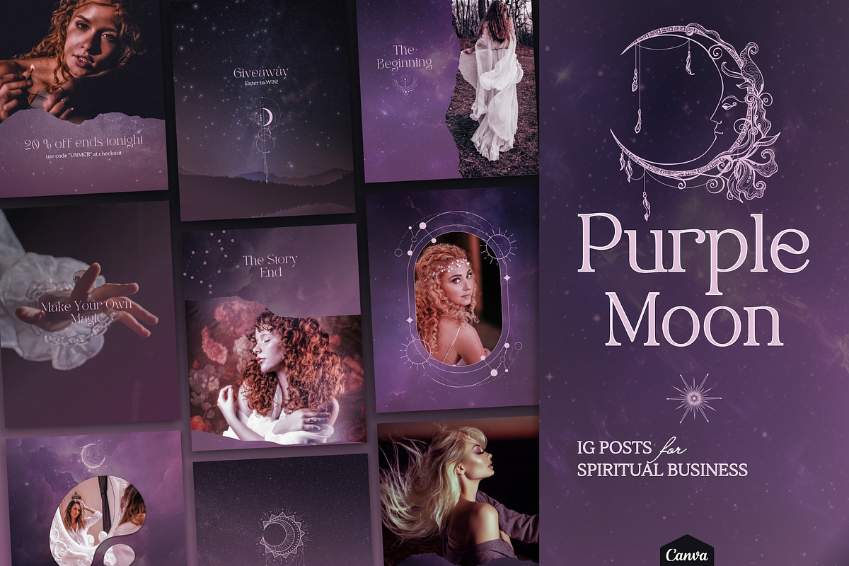 Purple Spiritual Instagram Posts, a Social Media Template by Under My Cozy Roof (Photo 1 of 9)