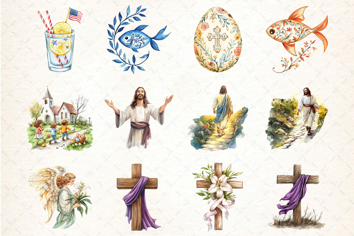 Watercolor Christian Easter, an Illustration by DreamCafeArt (Photo 3 of 5)