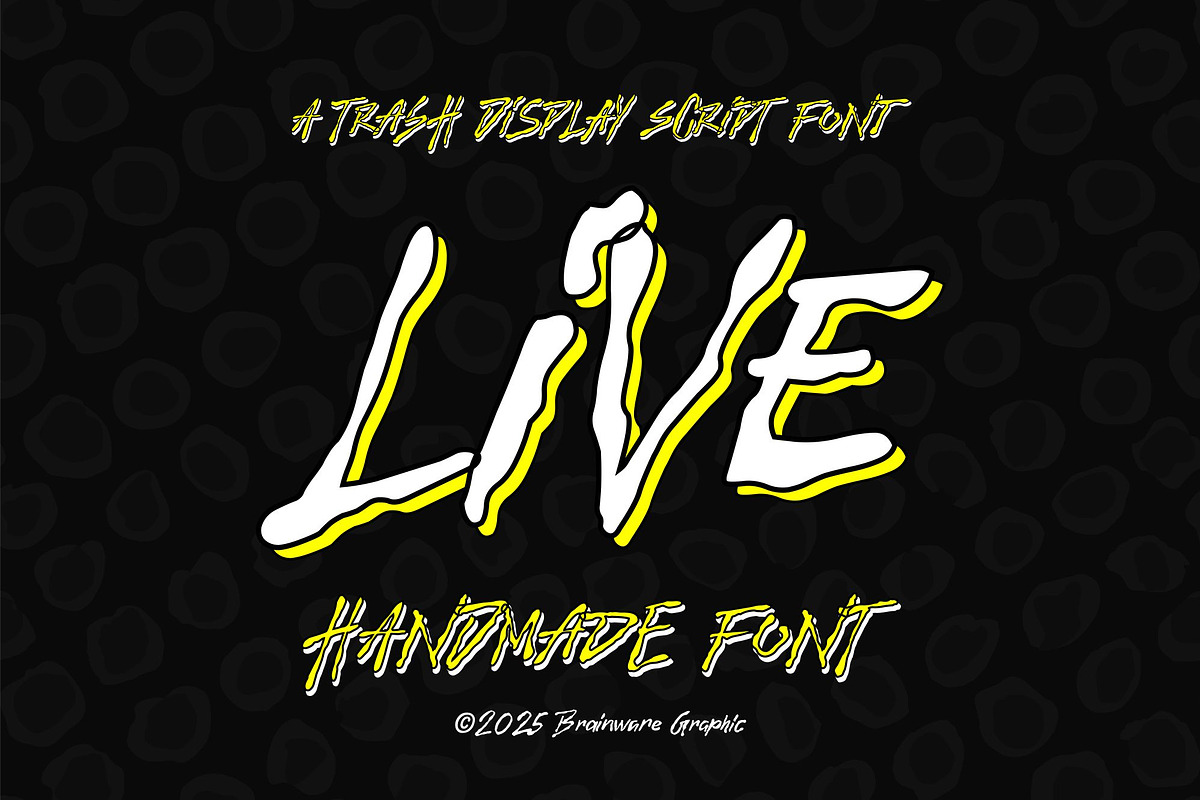 BG Live - a trash display font, a Script Font by Brainware Graphic (Photo 1 of 5)