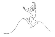 Happy jumping woman. Continuous one, a Person Illustration by Valenty (Thumbnail 1 of 5)