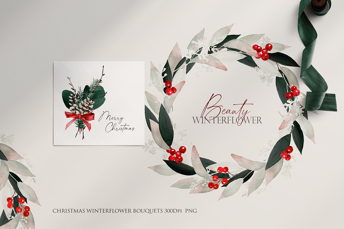 Watercolor flower-Classic Christmas, an Illustration by Beigetime (Photo 9 of 9)