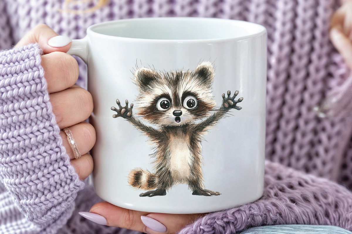 Quirky and Funny Raccoons Clipart, an Illustration by CraftArtStudio (Photo 5 of 6)