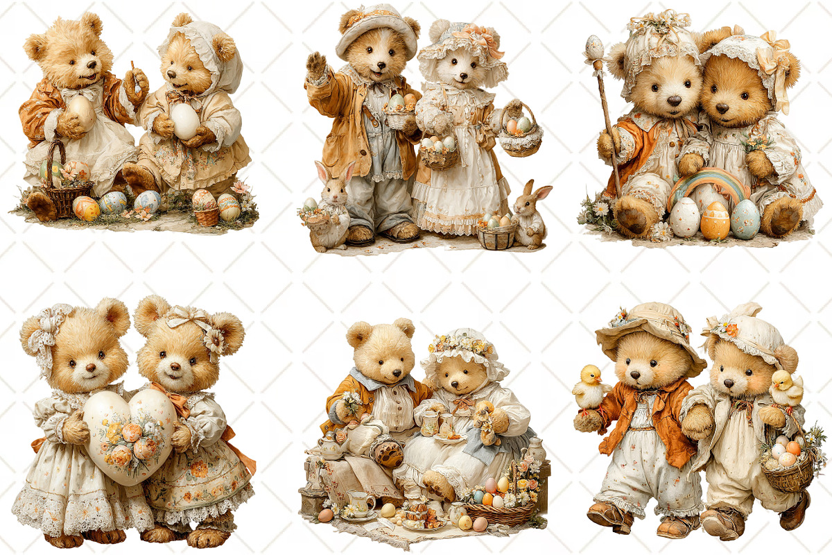 Whimsical Easter Bear Couple Clipart, an Illustration by Black Bird Studio (Photo 5 of 6)