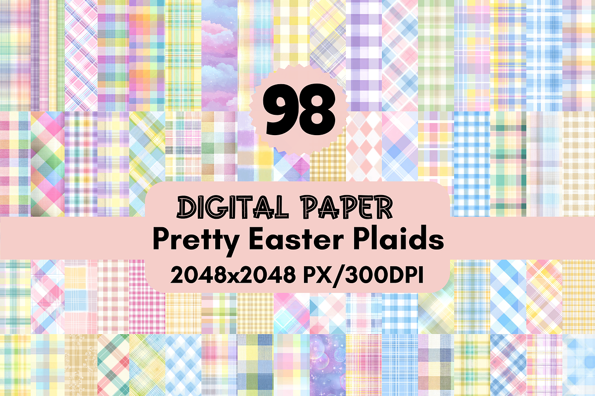 Pretty Easter Plaids Digital Paper, a Pattern Graphic by LA Design (Photo 1 of 10)