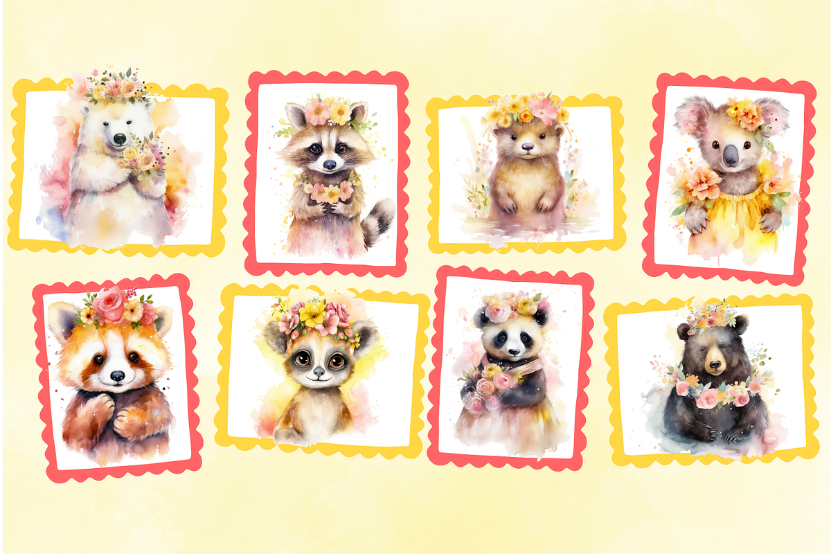 Lovely Floral Watercolor Animals, an Animal Illustration by Whimsy & Wishes (Photo 3 of 5)