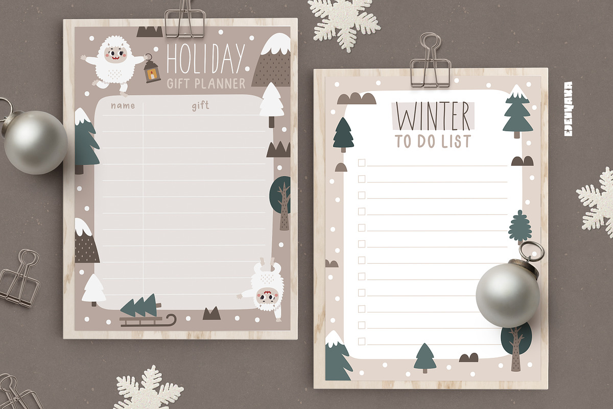 Christmas Yeti Clipart & Patterns, a Seasonal Illustration by Ejevyaka (Photo 10 of 11)