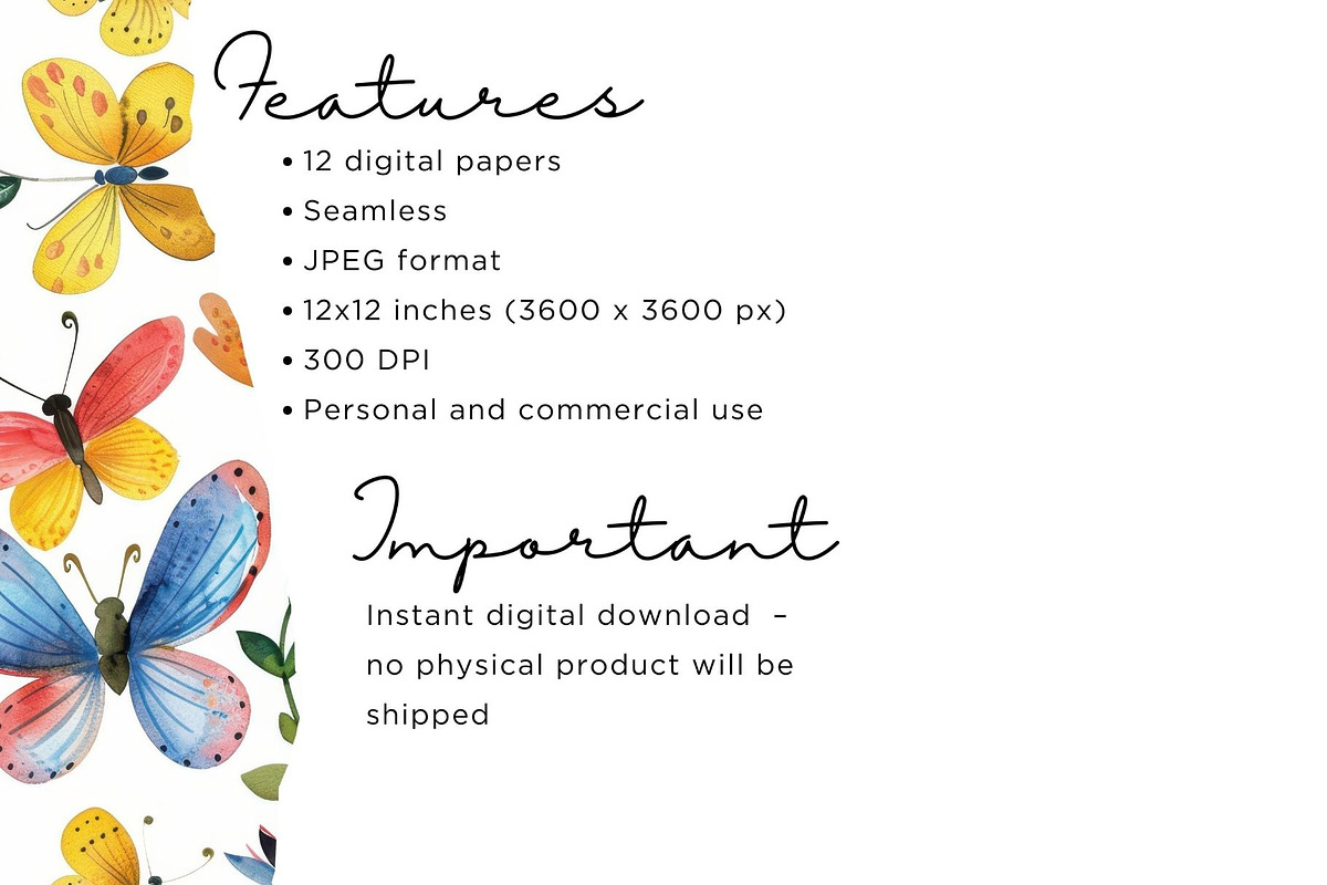 Flowers and Butterflies Digital Pape, an Illustration by Mashimara (Photo 4 of 5)