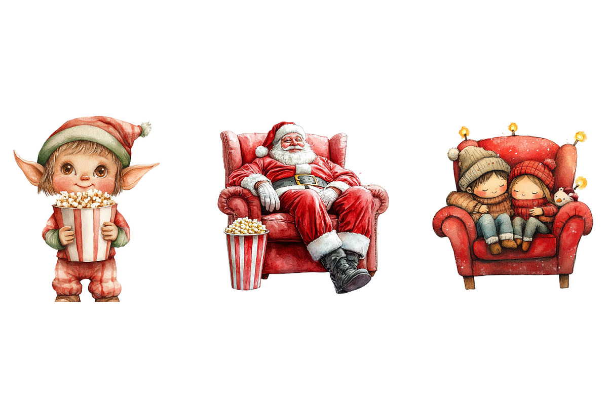 Christmas Movie Night Clipart, an Illustration by SinaCreation (Photo 3 of 5)