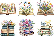 Wildflower Books Watercolor Clipart, an Illustration by Designking (Thumbnail 2 of 5)