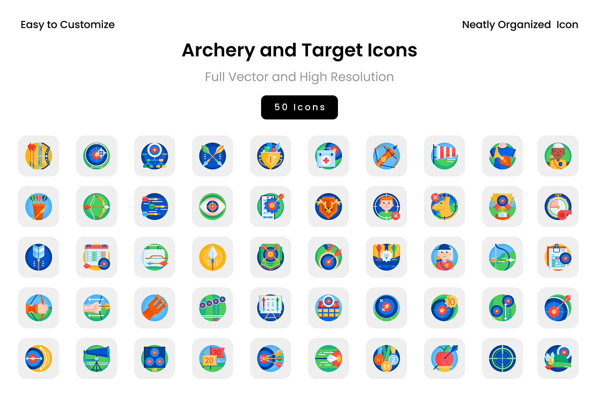 Archery and Target Icons, a Solid Icon by Wencory (Photo 2 of 2)
