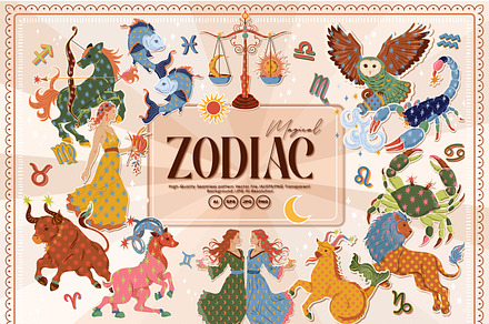 MAGICAL ZODIAC Collection, a Pattern Graphic by MSNTY STUDIOX