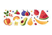 Fruits, berries set, patterns, cards, a Food Illustration by PaperTrident (Thumbnail 2 of 13)
