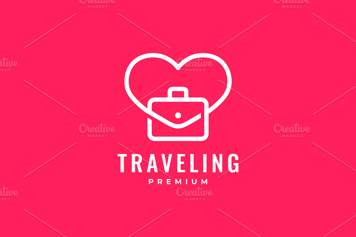 travel bag love heart shape logo, a Branding & Logo Template by devastd