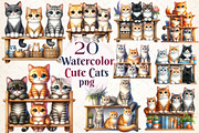 Watercolor Cats Sublimation Clipart, a Work Illustration by Dream Creation (Thumbnail 1 of 6)