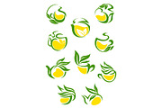 Green or herbal tea with lemon icons, a Solid Icon by Vector Tradition (Thumbnail 2 of 3)