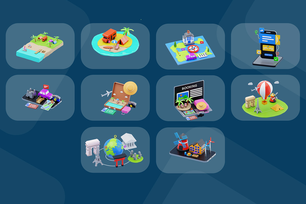3D Isometric Traveling Pack, a 3D by novia99design (Photo 6 of 6)