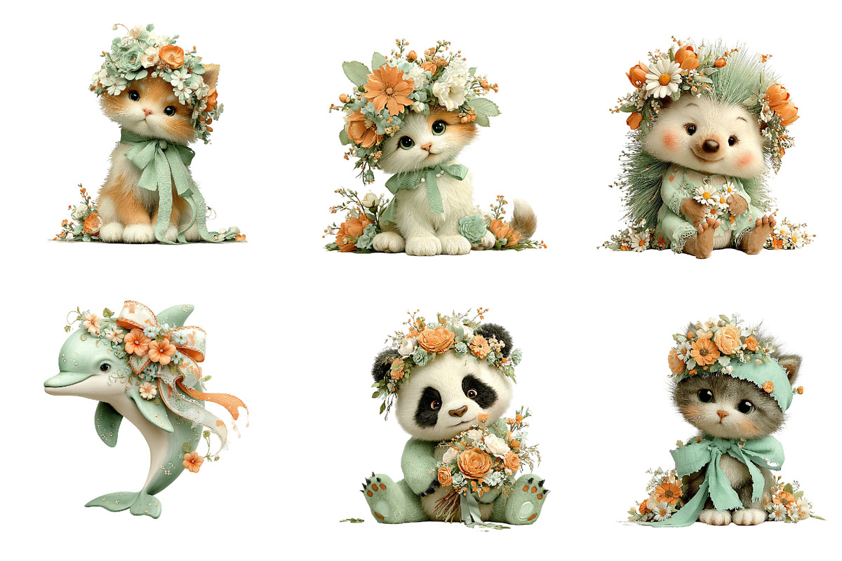 Spring Flower Animal Sublimation Cli, an Illustration by CreationArt (Photo 6 of 7)