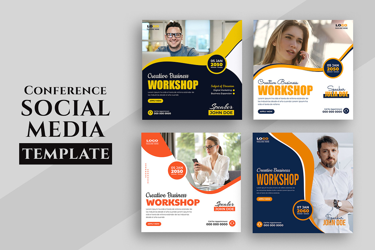 Conference Social Media post Design, a Social Media Template by nandinigraphics