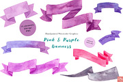 Pink Watercolor Banners, an Illustration by LittleAcornGraphics (Thumbnail 2 of 4)