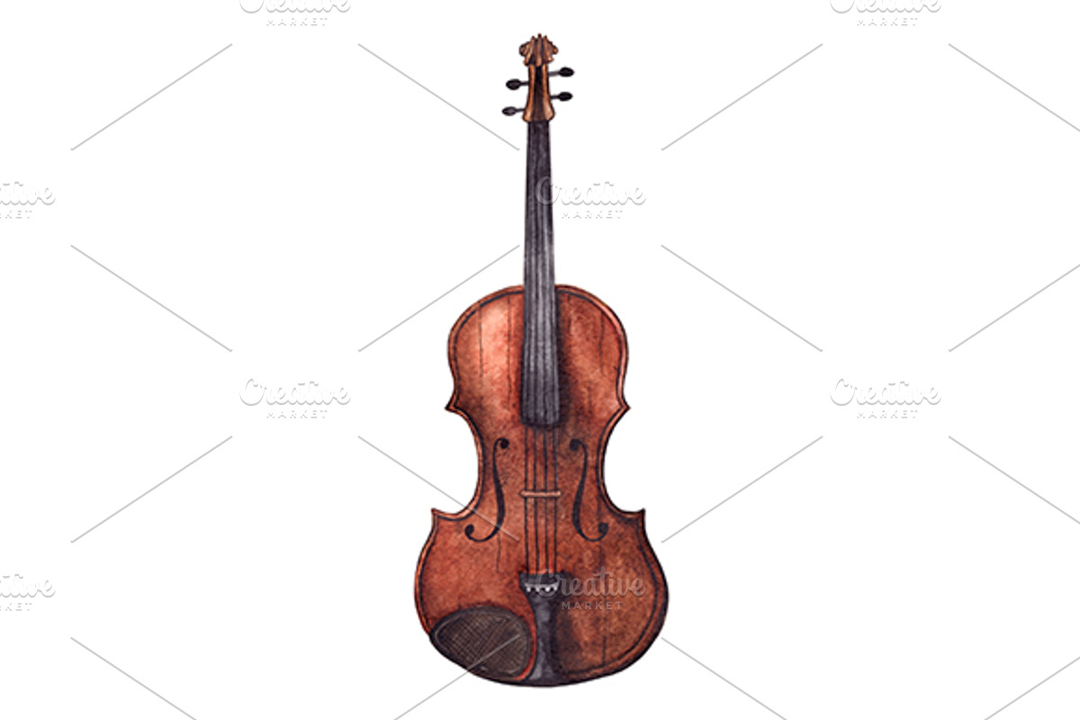 Watercolor violin fiddle instrument, a Decorative Illustration by Art By Silmairel