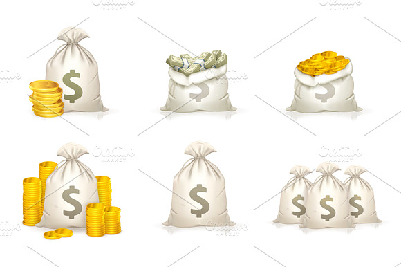 Bags Of Money Vector Icons