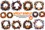Halloween Wreath Sublimation Clipart, a Seasonal Illustration by Creative Arslan (Thumbnail 1 of 8)